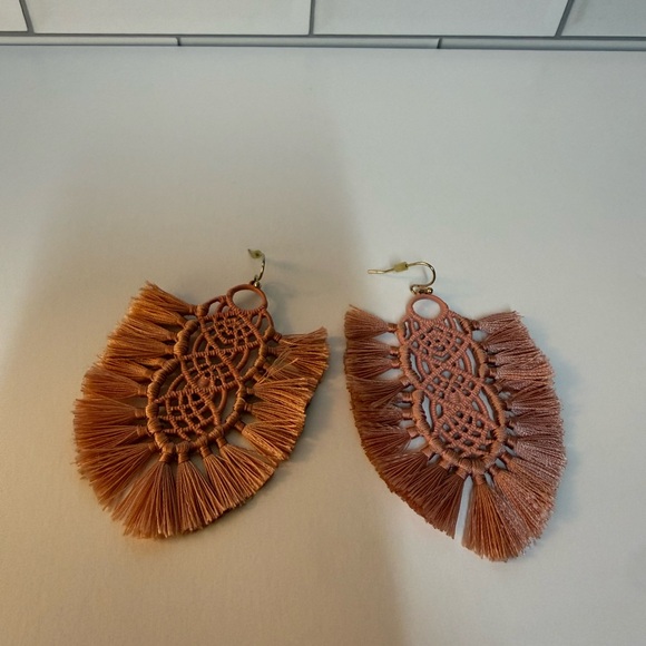 Boho Fringe Earrings in Blush Pink - Picture 3 of 3